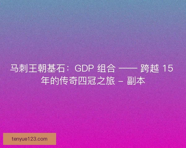 马刺王朝基石：GDP 组合 —— 跨越 15 年的传奇四冠之旅 - 副本