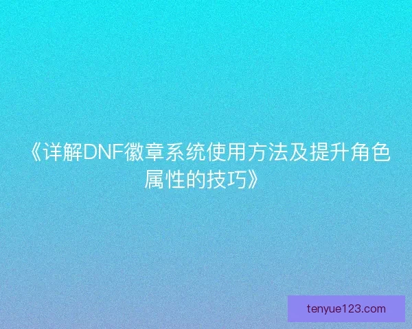 《详解DNF徽章系统使用方法及提升角色属性的技巧》